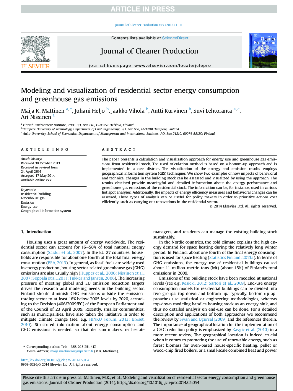 مدلسازی و تجسم انرژی مصرفی بخش مسکونی و انتشار گازهای گلخانه ای 