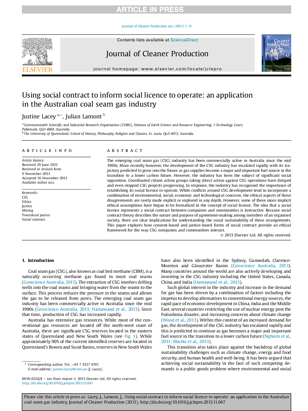 Using social contract to inform social licence to operate: an application in the Australian coal seam gas industry