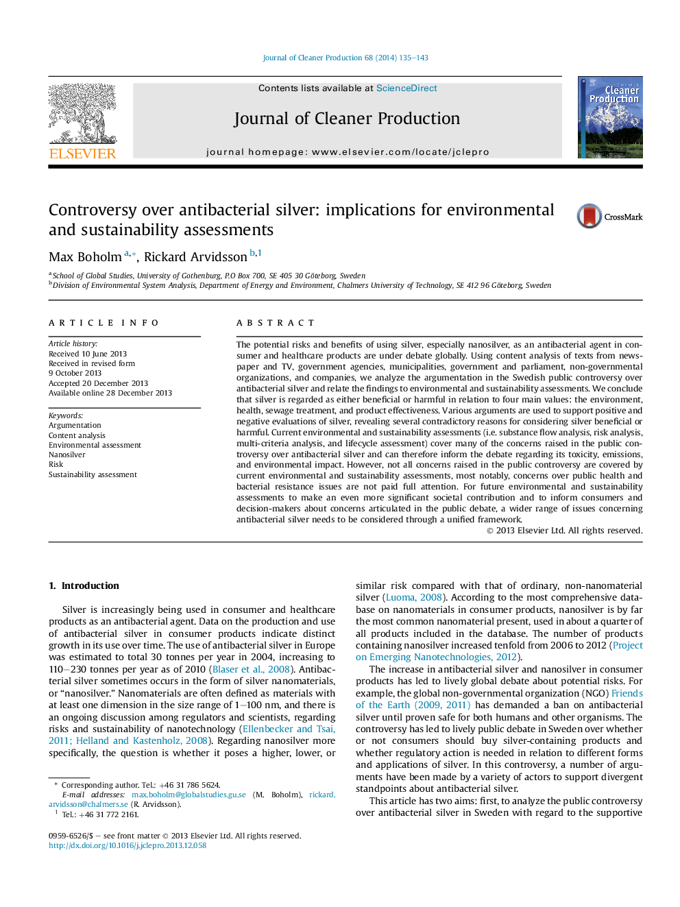 Controversy over antibacterial silver: implications for environmental and sustainability assessments