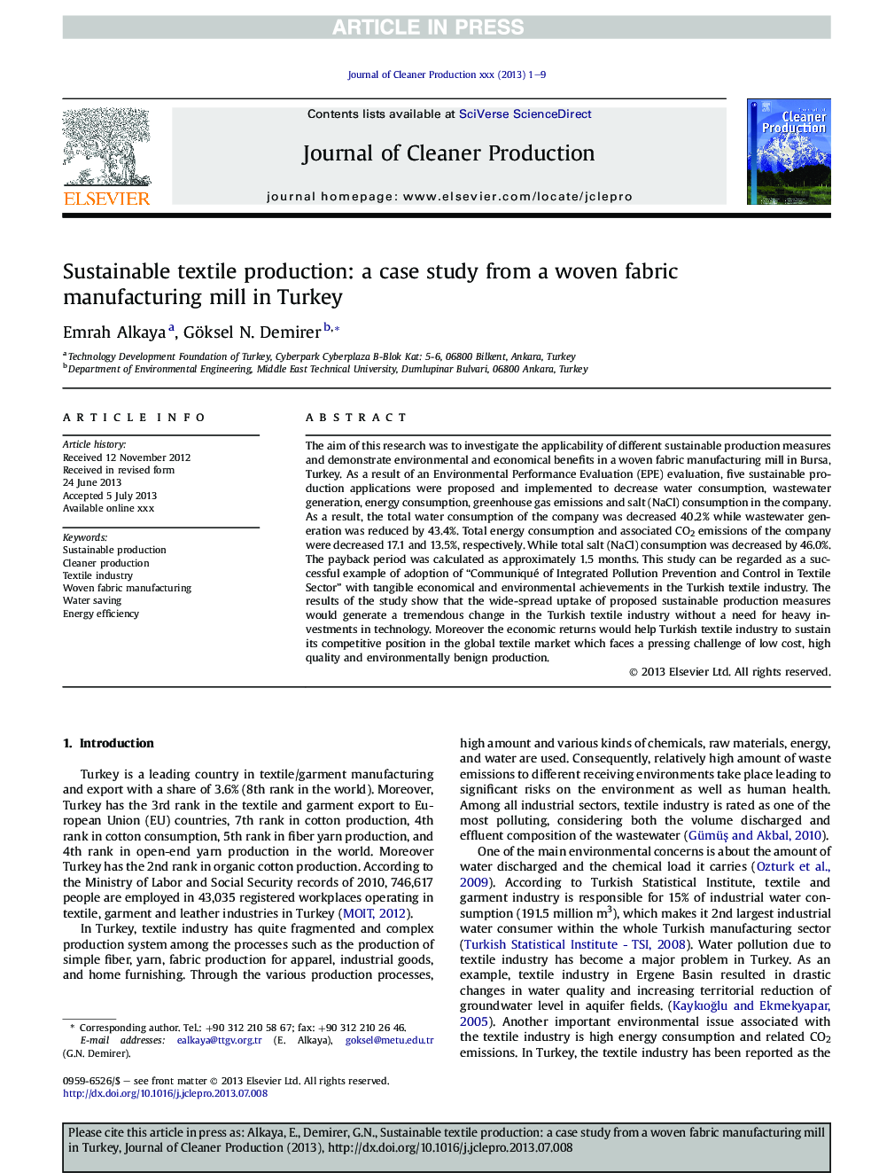 تولید نساجی پایدار: مطالعه موردی از یک کارخانه تولید پارچه بافته شده در ترکیه 