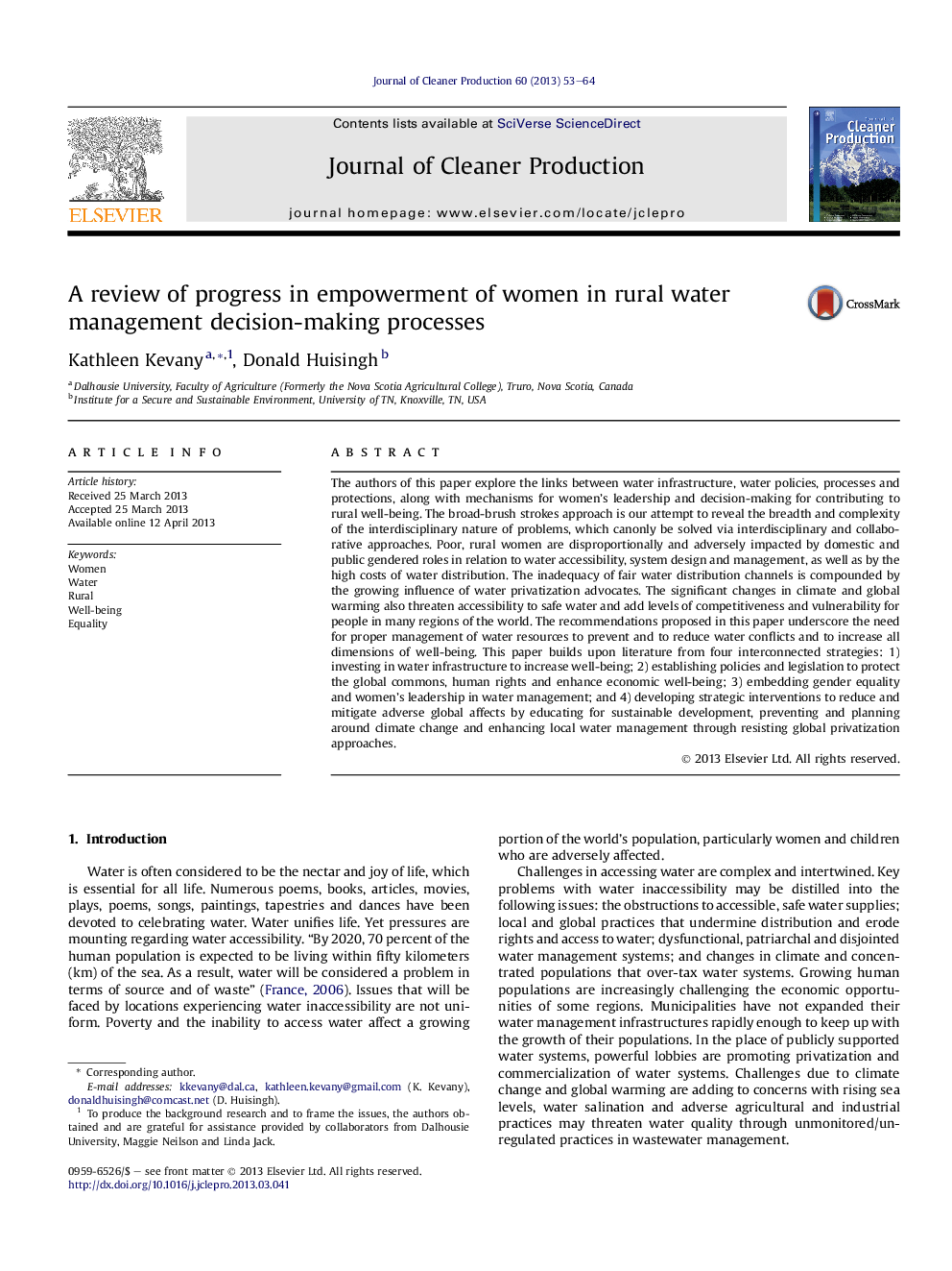 A review of progress in empowerment of women in rural water management decision-making processes