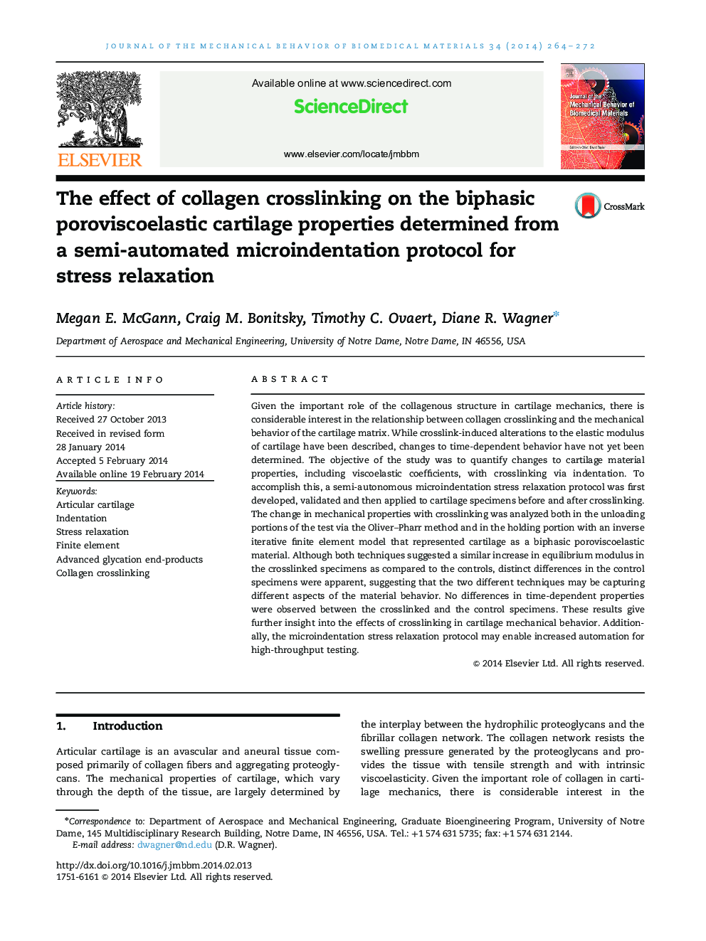 The effect of collagen crosslinking on the biphasic poroviscoelastic cartilage properties determined from a semi-automated microindentation protocol for stress relaxation