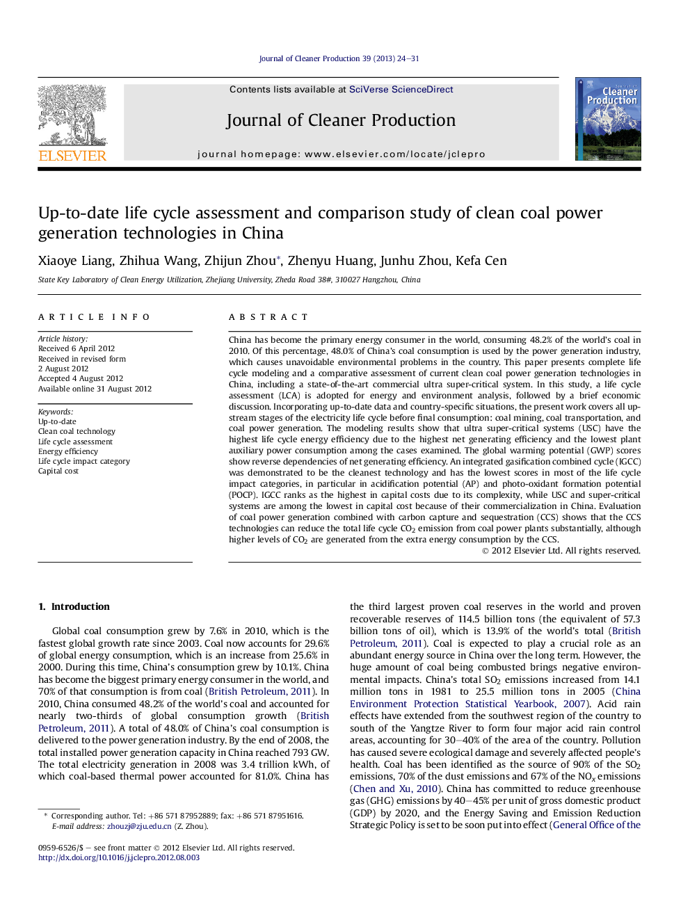 Up-to-date life cycle assessment and comparison study of clean coal power generation technologies in China