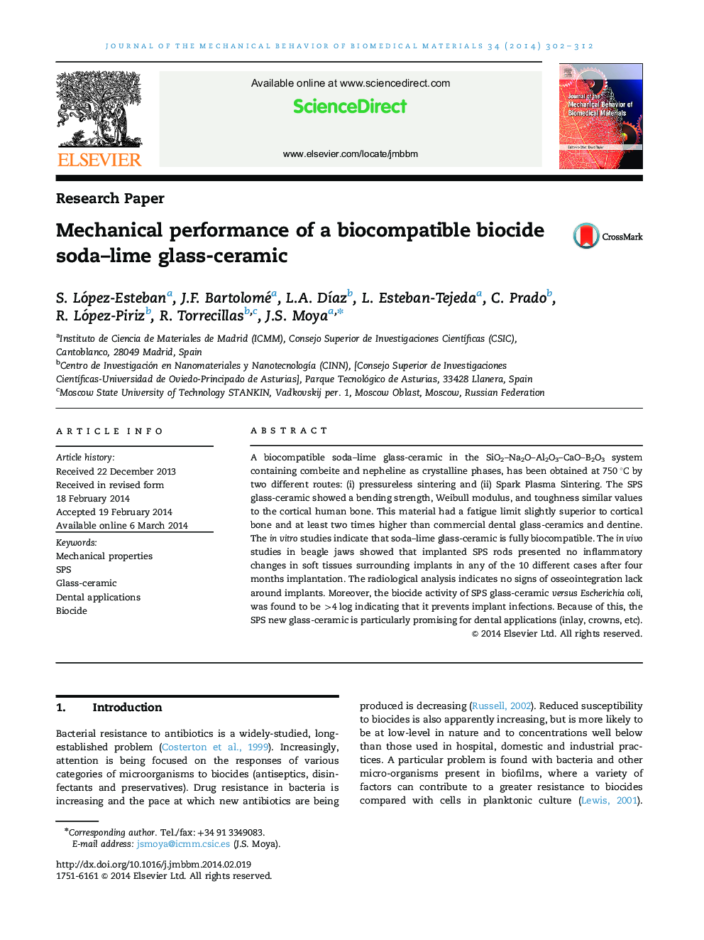 Mechanical performance of a biocompatible biocide soda–lime glass-ceramic