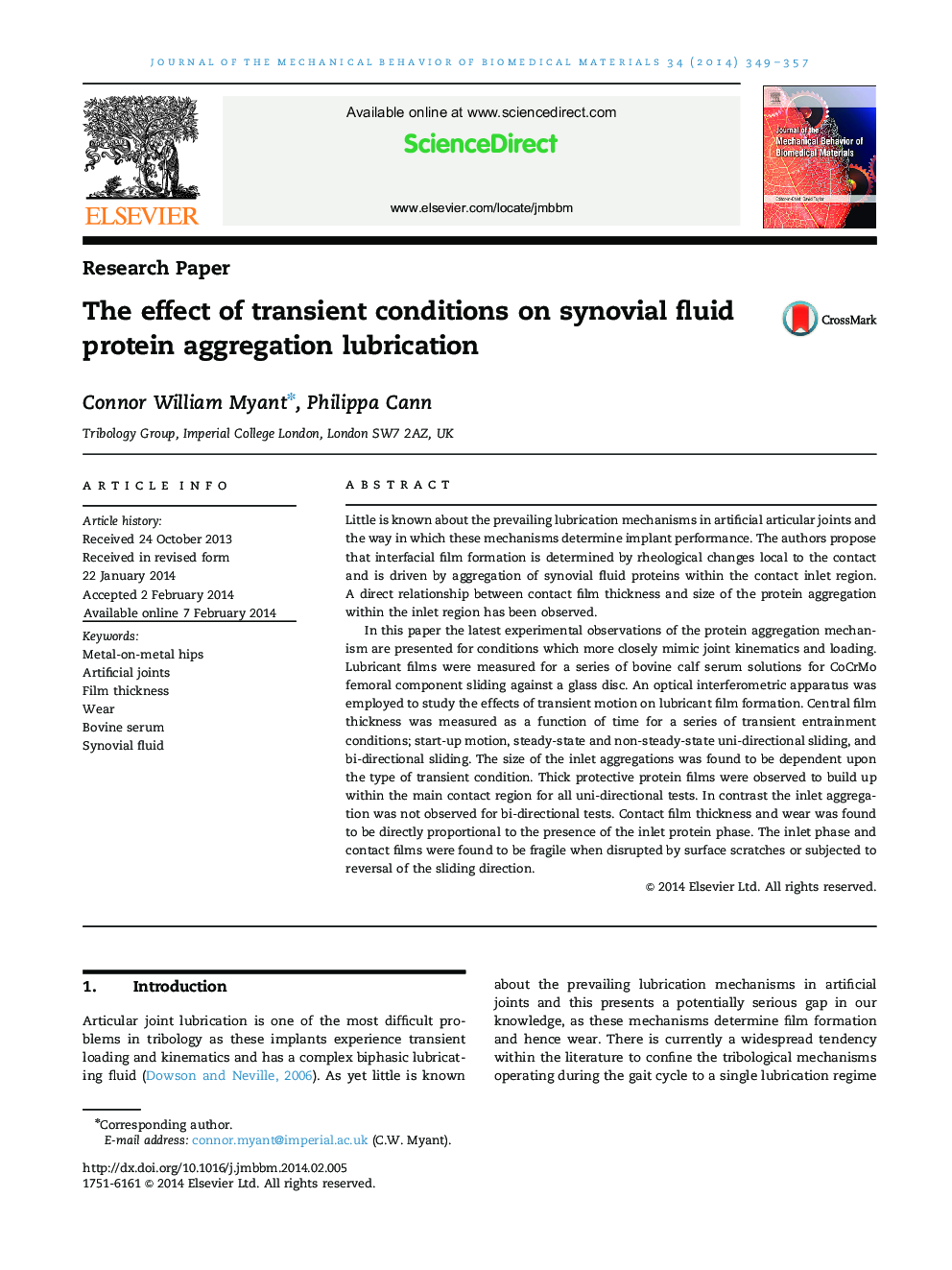 The effect of transient conditions on synovial fluid protein aggregation lubrication