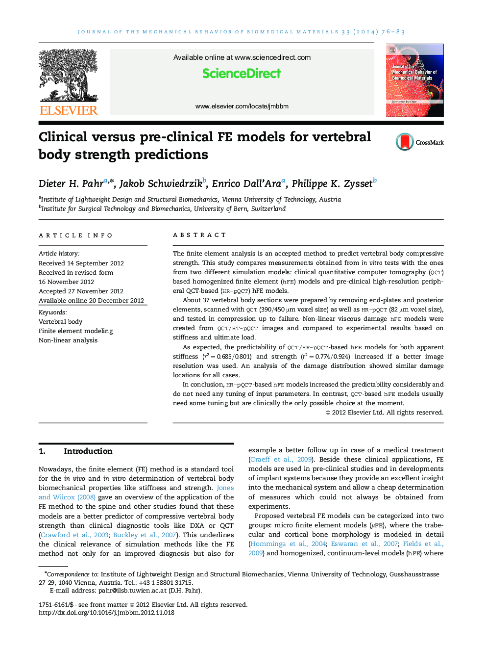 Clinical versus pre-clinical FE models for vertebral body strength predictions