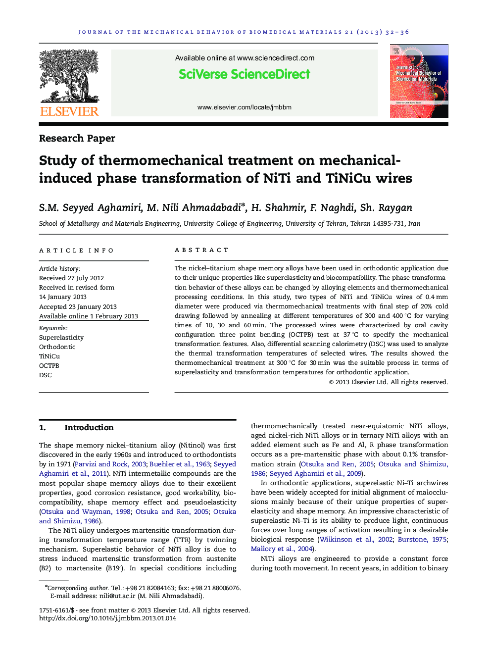 Study of thermomechanical treatment on mechanical-induced phase transformation of NiTi and TiNiCu wires