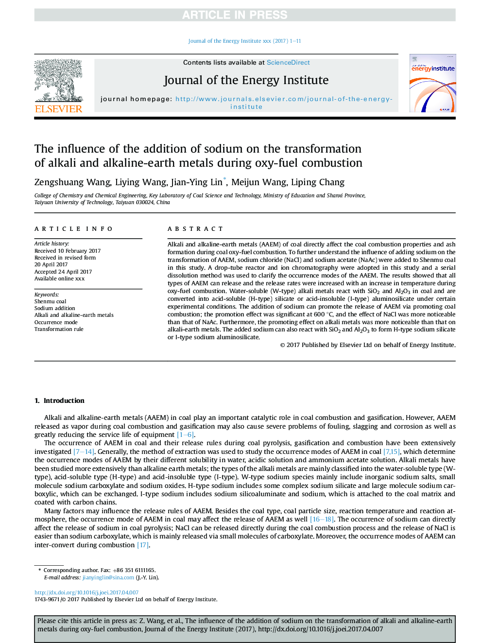 The influence of the addition of sodium on the transformation ofÂ alkaliÂ and alkaline-earth metals during oxy-fuel combustion