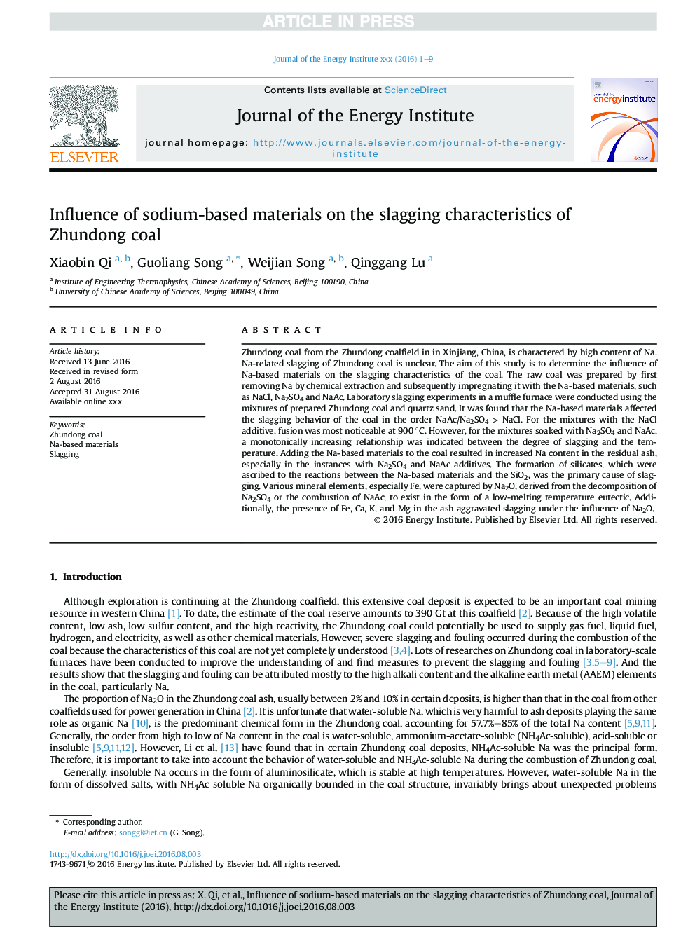 Influence of sodium-based materials on the slagging characteristics of Zhundong coal
