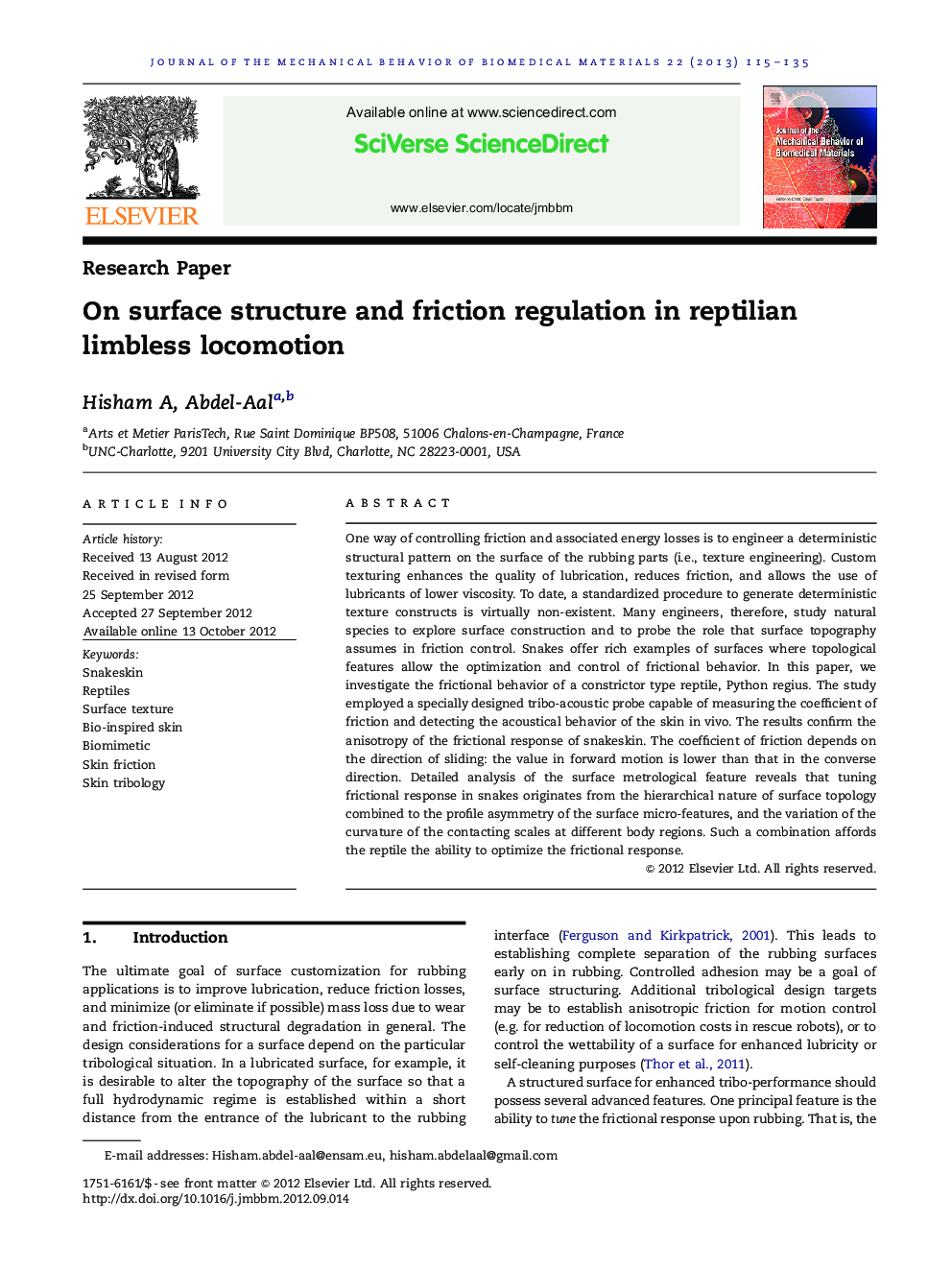 On surface structure and friction regulation in reptilian limbless locomotion