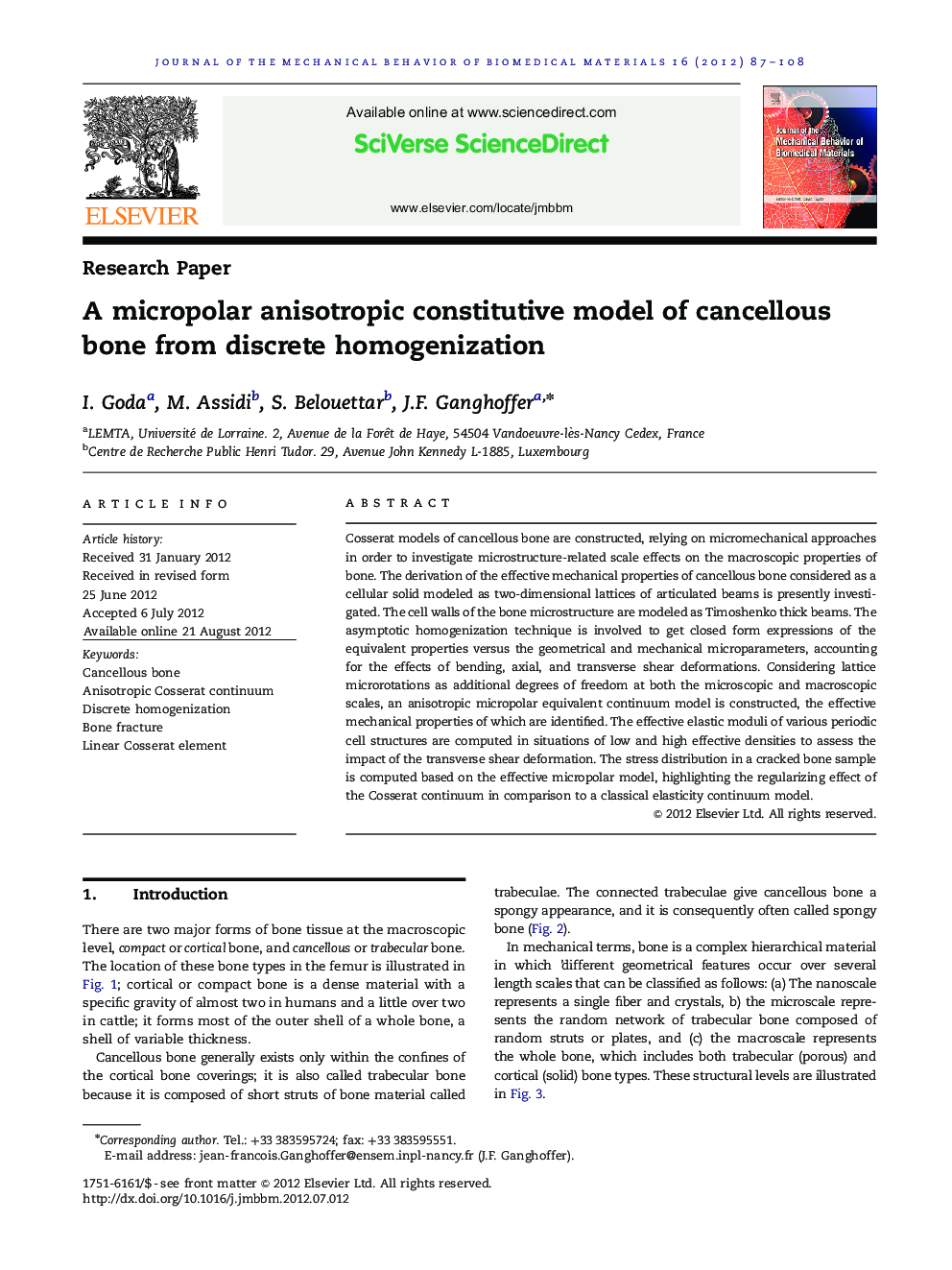 A micropolar anisotropic constitutive model of cancellous bone from discrete homogenization