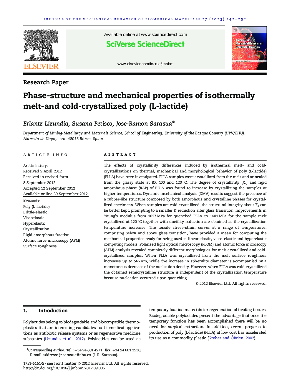 Phase-structure and mechanical properties of isothermally melt-and cold-crystallized poly (L-lactide)