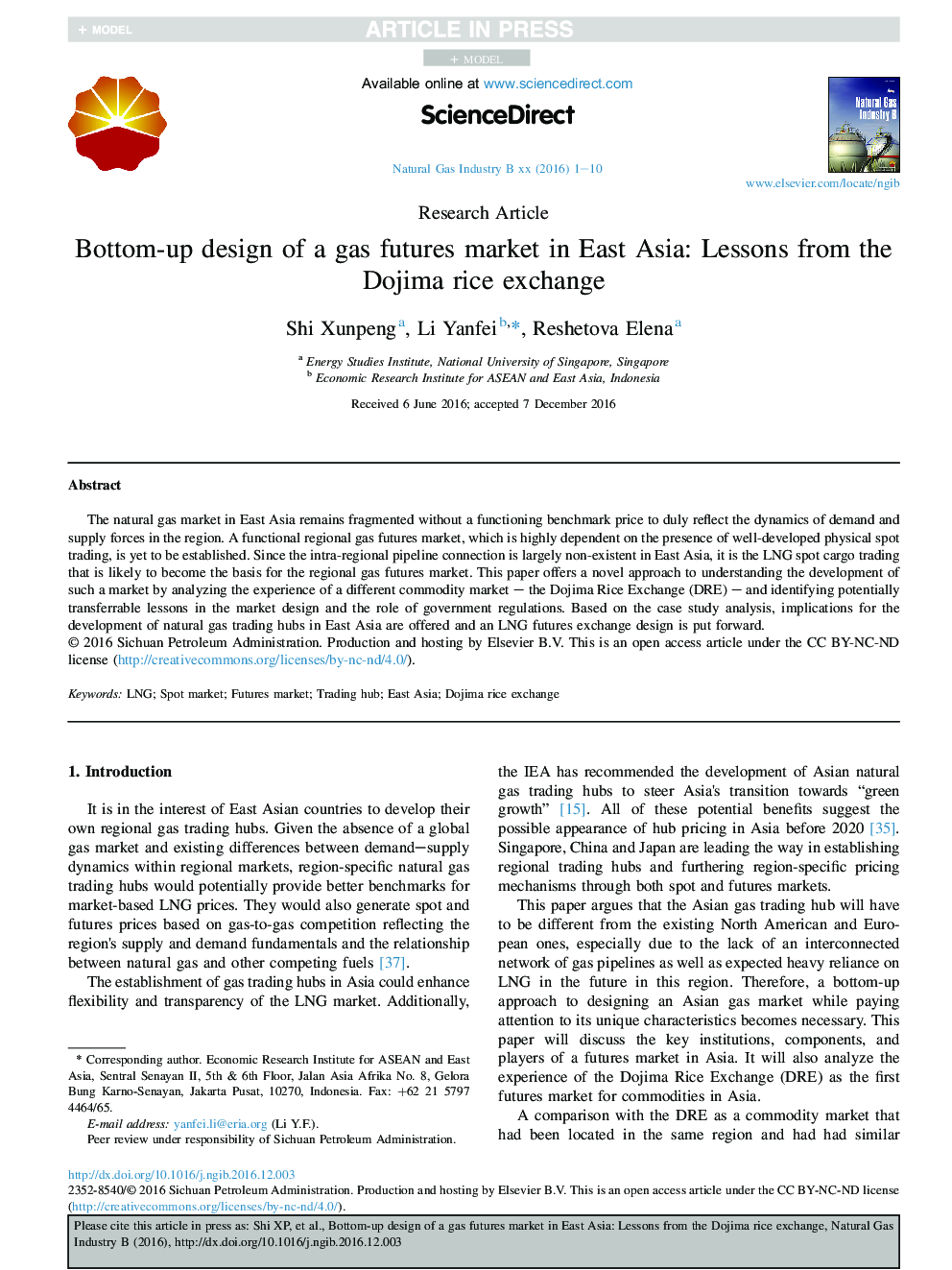 Bottom-up design of a gas futures market in East Asia: Lessons from the Dojima rice exchange