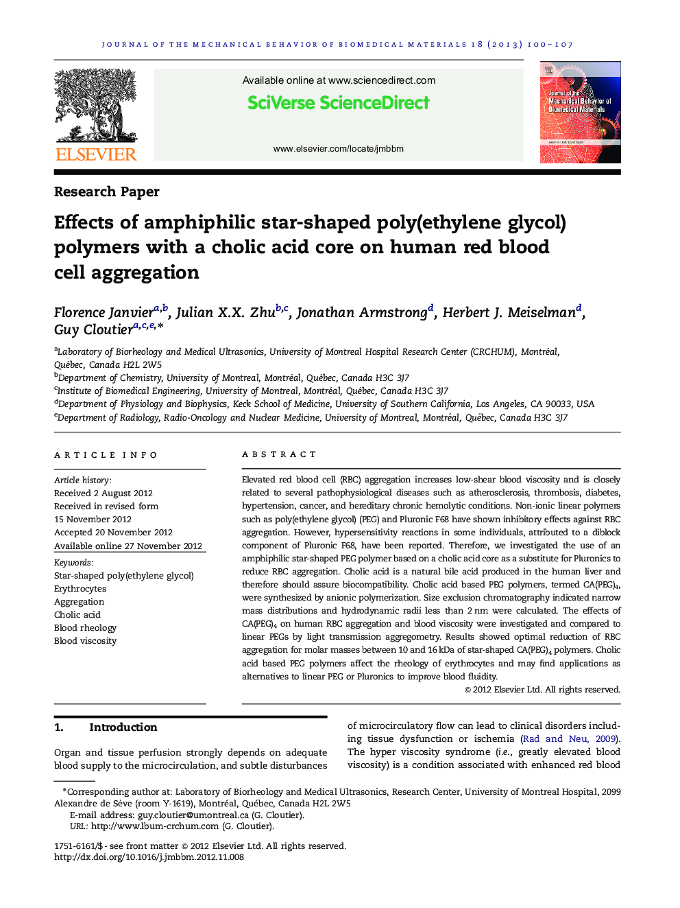 Effects of amphiphilic star-shaped poly(ethylene glycol) polymers with a cholic acid core on human red blood cell aggregation