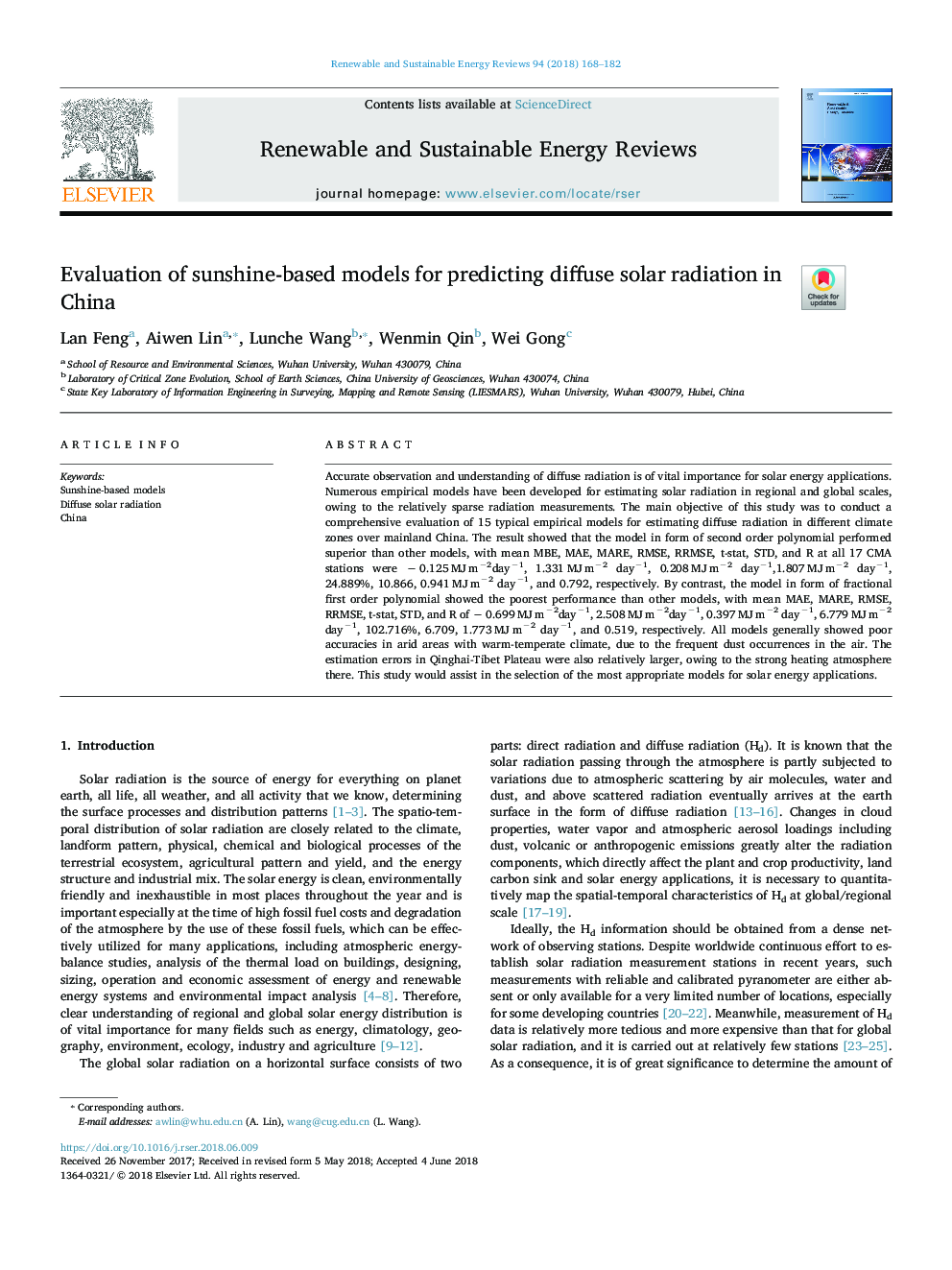 Evaluation of sunshine-based models for predicting diffuse solar radiation in China