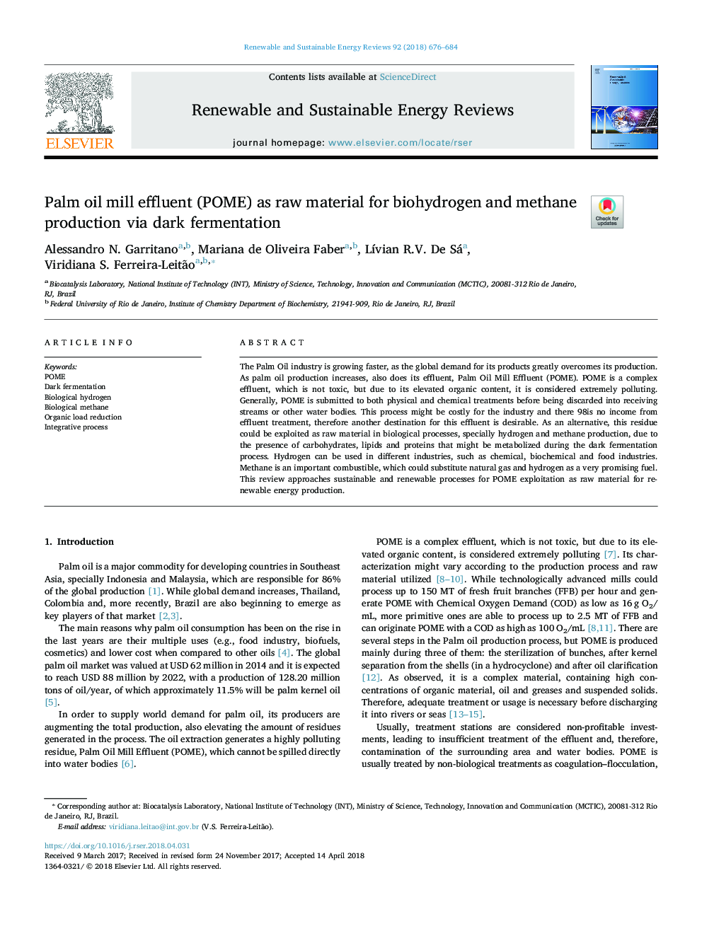 Palm oil mill effluent (POME) as raw material for biohydrogen and methane production via dark fermentation