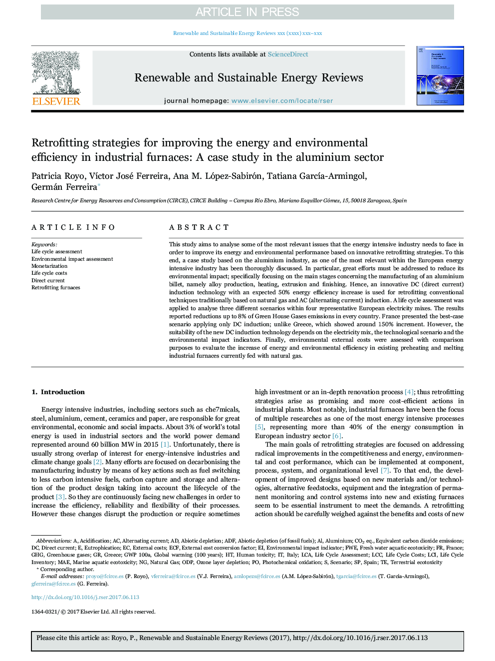 استراتژی های بازسازی برای بهبود کارایی انرژی و محیط زیست در کوره های صنعتی: مطالعه موردی در بخش آلومینیوم 