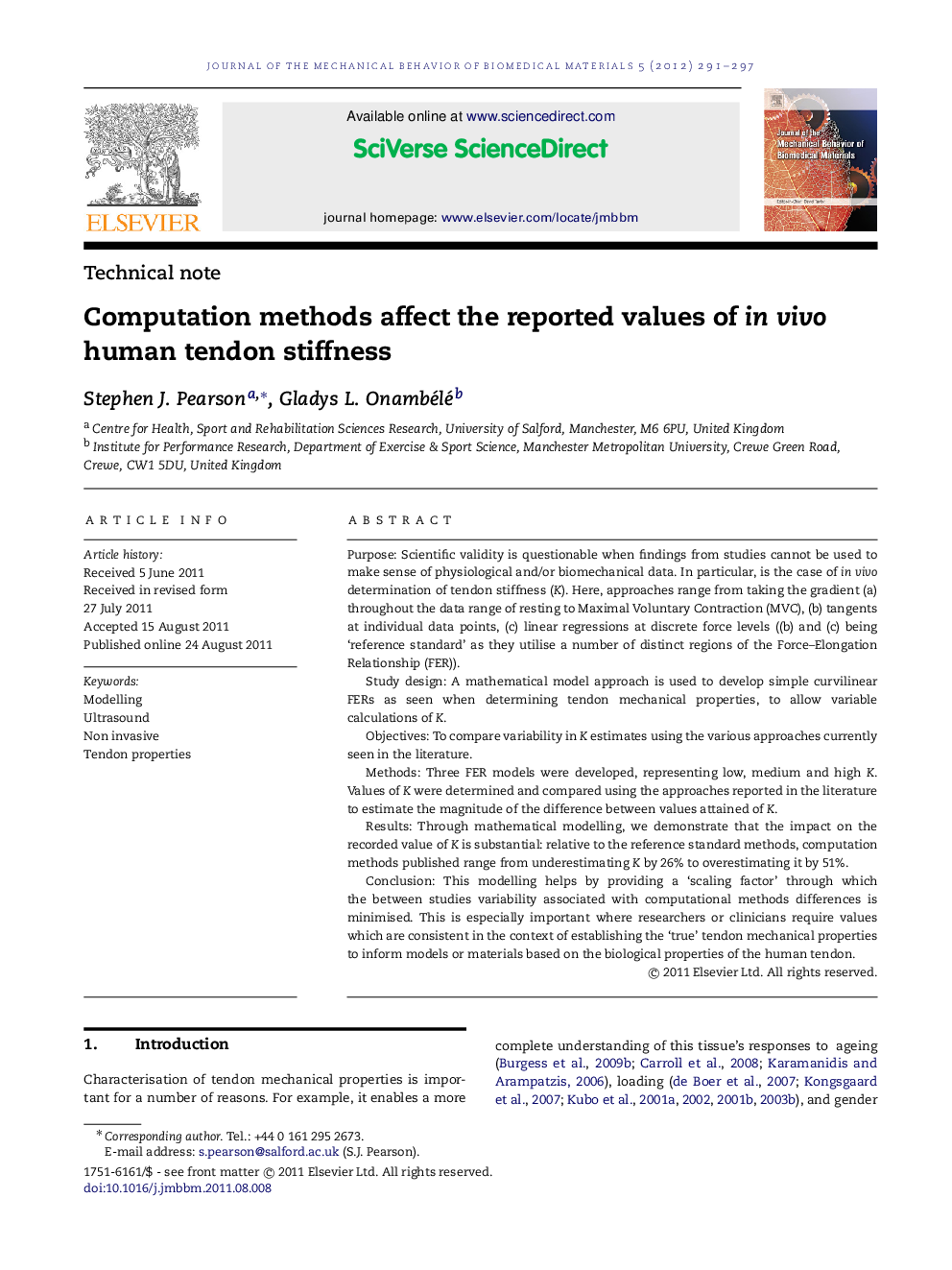 Computation methods affect the reported values of in vivo human tendon stiffness