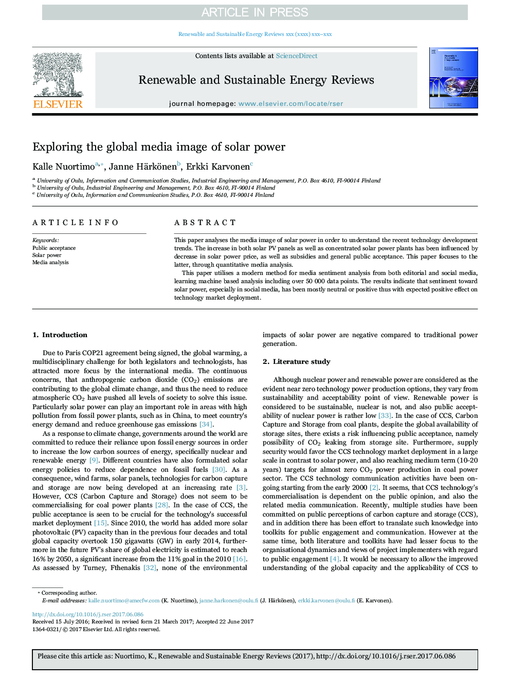 بررسی تصویر رسانه های جهانی انرژی خورشیدی 