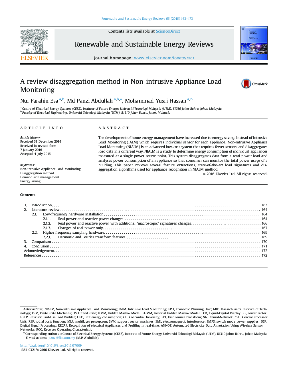 A review disaggregation method in Non-intrusive Appliance Load Monitoring