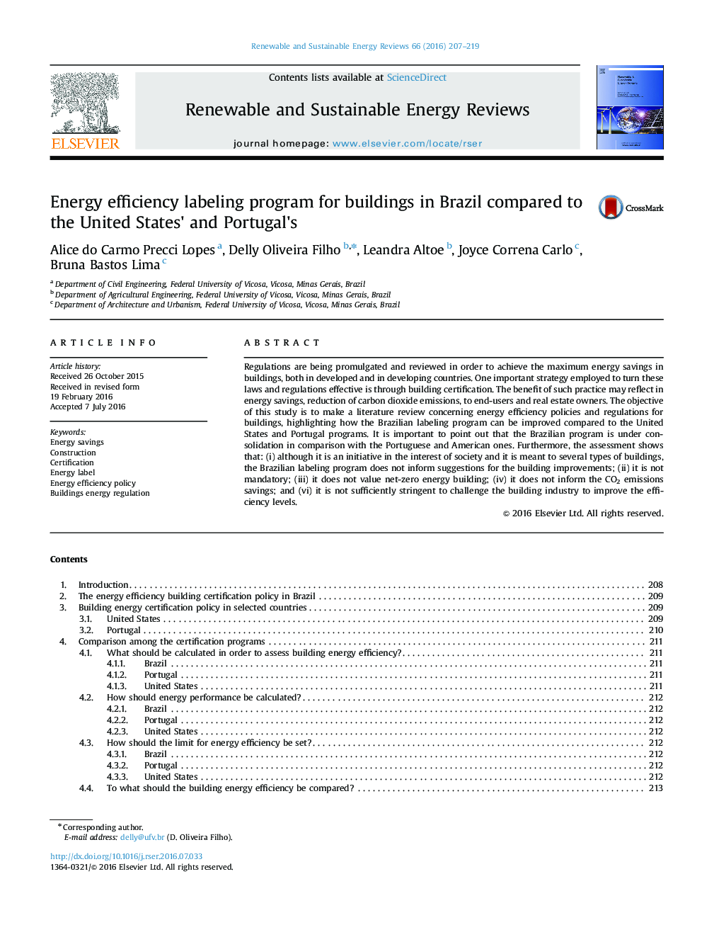 Energy efficiency labeling program for buildings in Brazil compared to the United States' and Portugal's