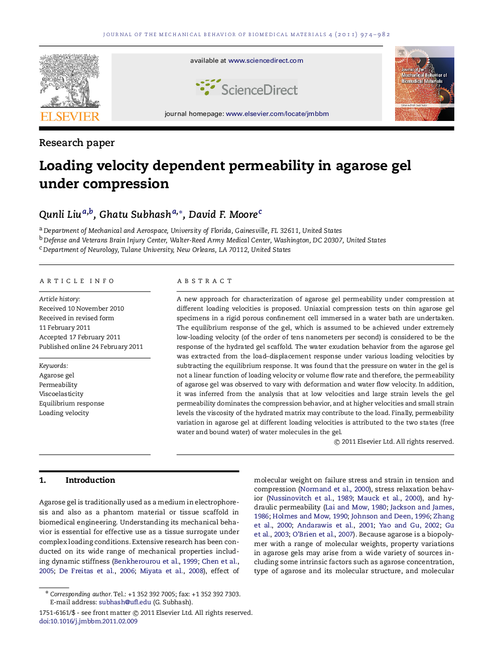 Loading velocity dependent permeability in agarose gel under compression