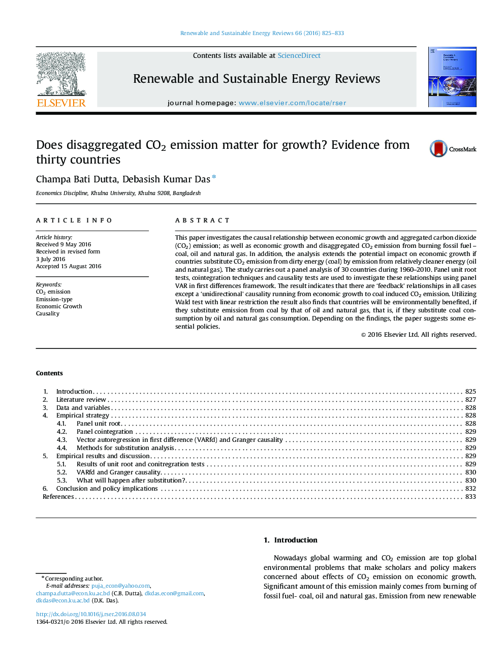 Does disaggregated CO2 emission matter for growth? Evidence from thirty countries