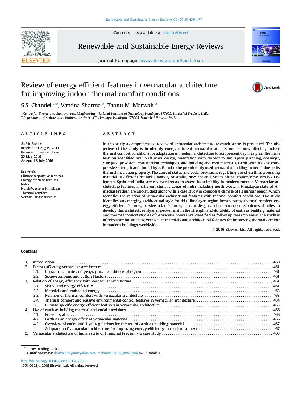 Review of energy efficient features in vernacular architecture for improving indoor thermal comfort conditions