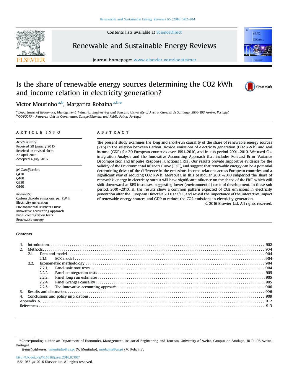 Is the share of renewable energy sources determining the CO2 kWh and income relation in electricity generation?