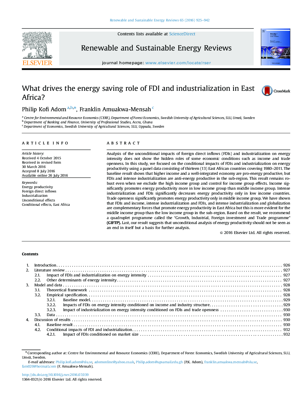 What drives the energy saving role of FDI and industrialization in East Africa?