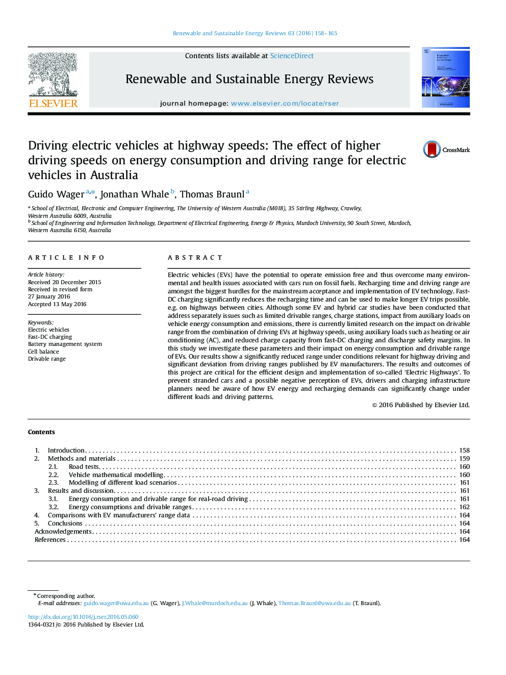 رانندگی وسایل نقلیه الکتریکی در سرعت های بزرگراه: اثر سرعت رانندگی بالاتر بر روی مصرف انرژی و محدوده رانندگی وسایل نقلیه الکتریکی در استرالیا 