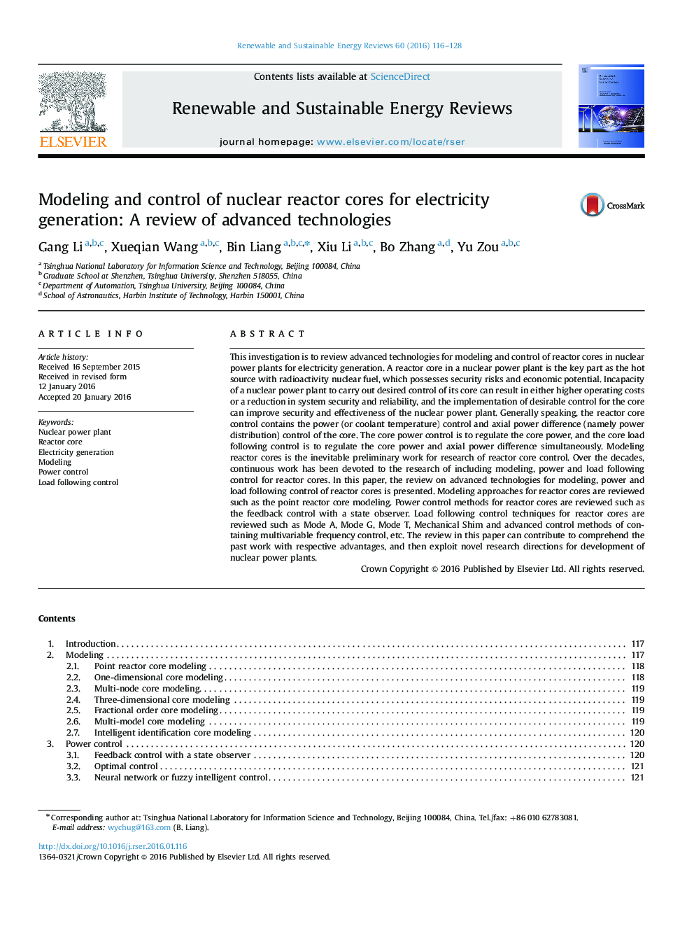 Modeling and control of nuclear reactor cores for electricity generation: A review of advanced technologies