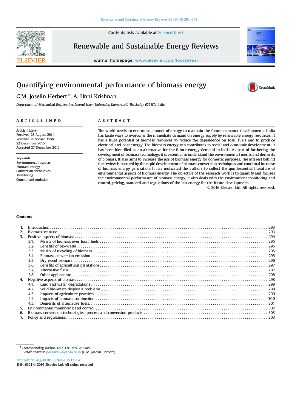 Quantifying environmental performance of biomass energy