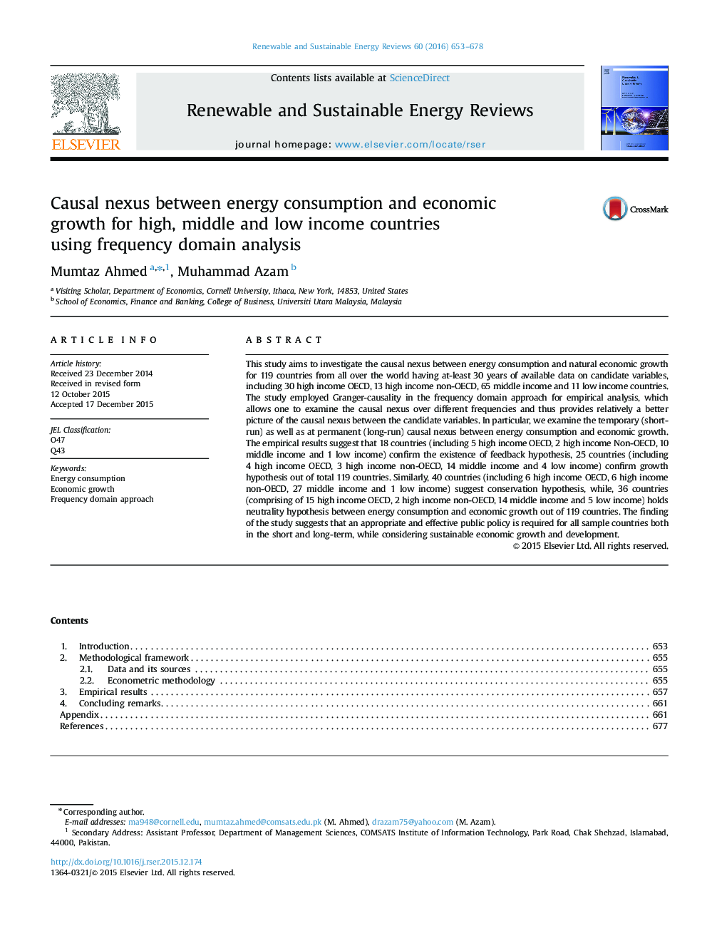 Causal nexus between energy consumption and economic growth for high, middle and low income countries using frequency domain analysis