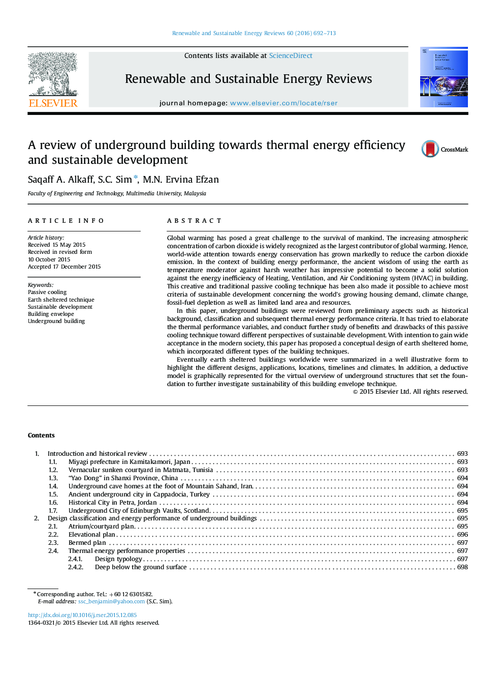 A review of underground building towards thermal energy efficiency and sustainable development