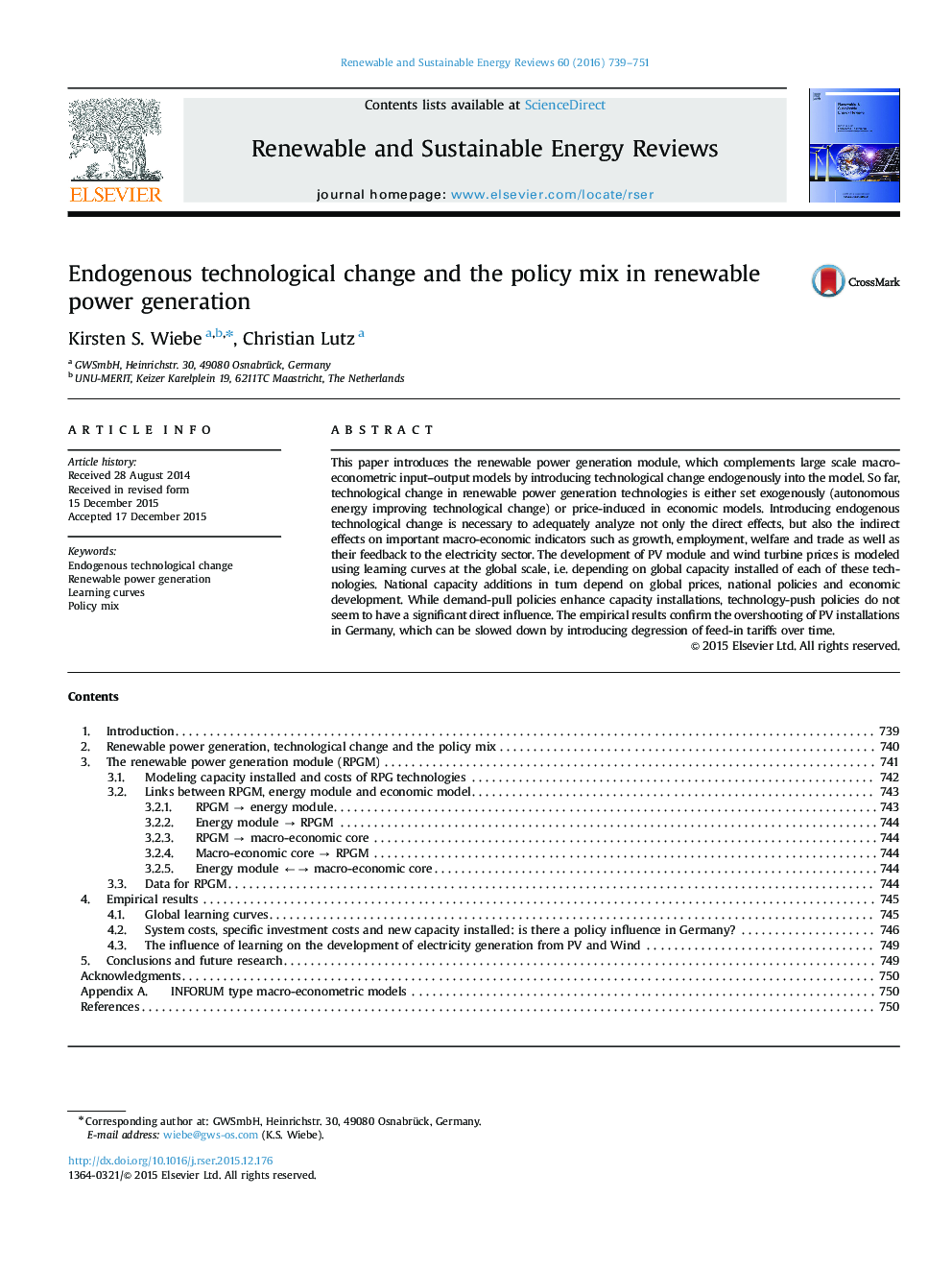Endogenous technological change and the policy mix in renewable power generation