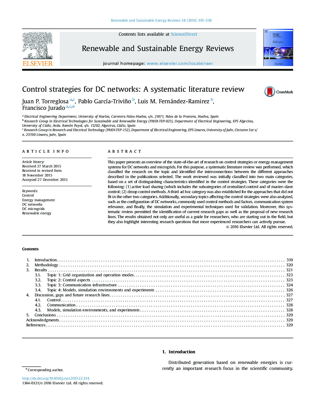 Control strategies for DC networks: A systematic literature review