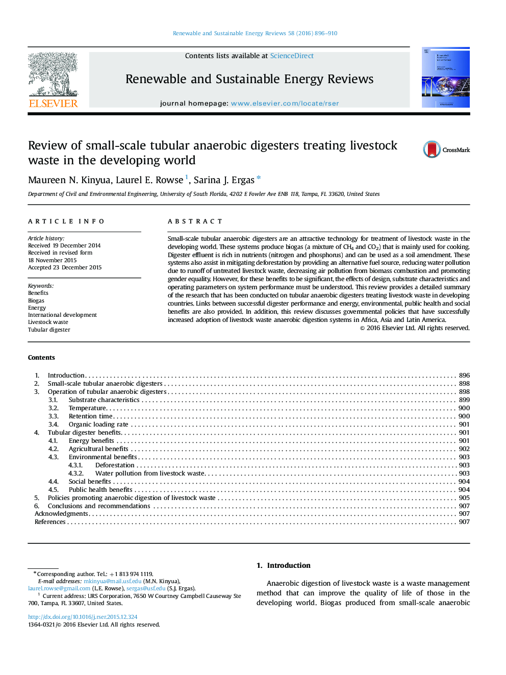 Review of small-scale tubular anaerobic digesters treating livestock waste in the developing world