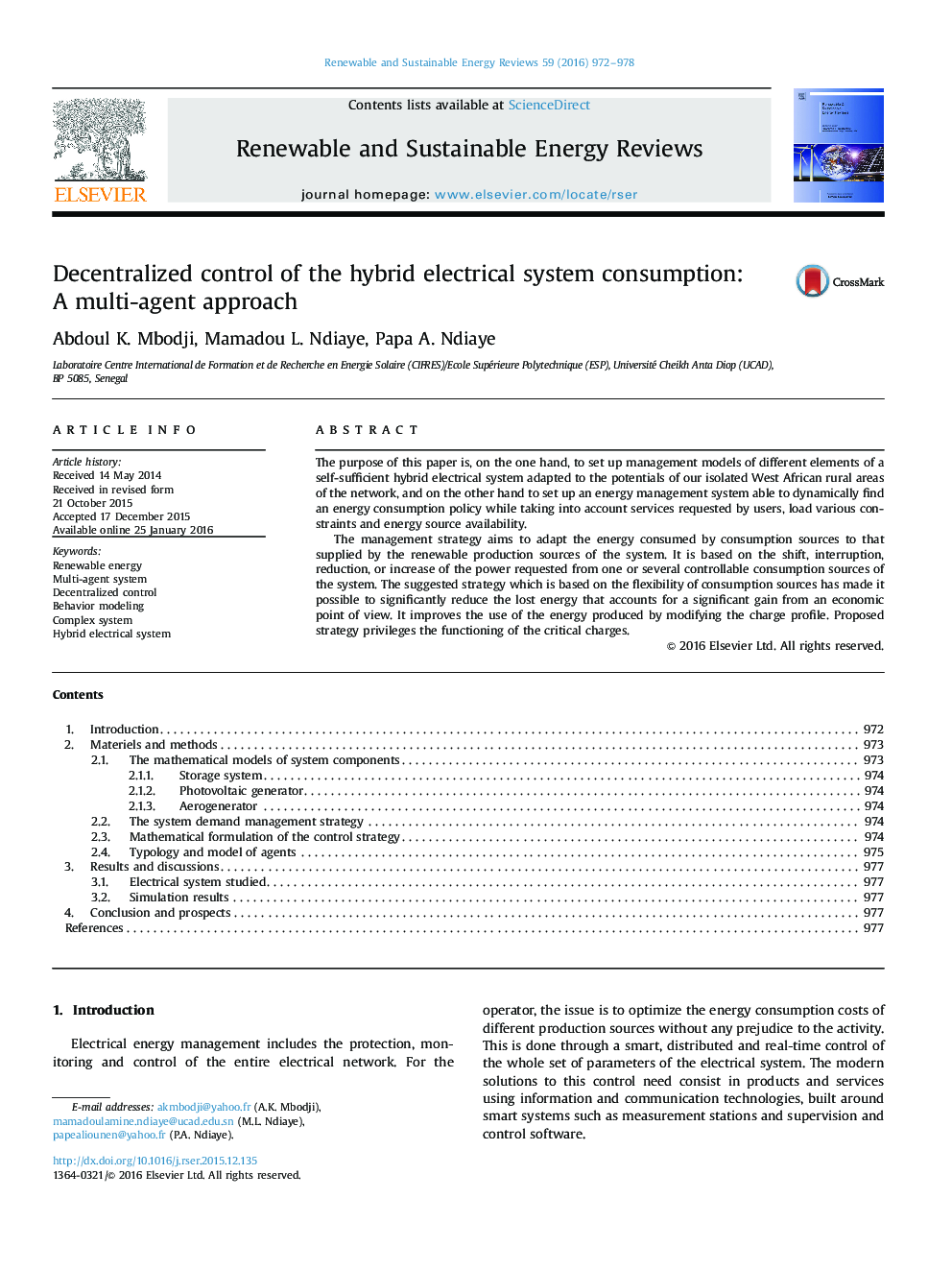 Decentralized control of the hybrid electrical system consumption: A multi-agent approach