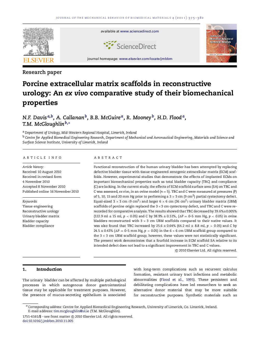 Porcine extracellular matrix scaffolds in reconstructive urology: An ex vivo comparative study of their biomechanical properties