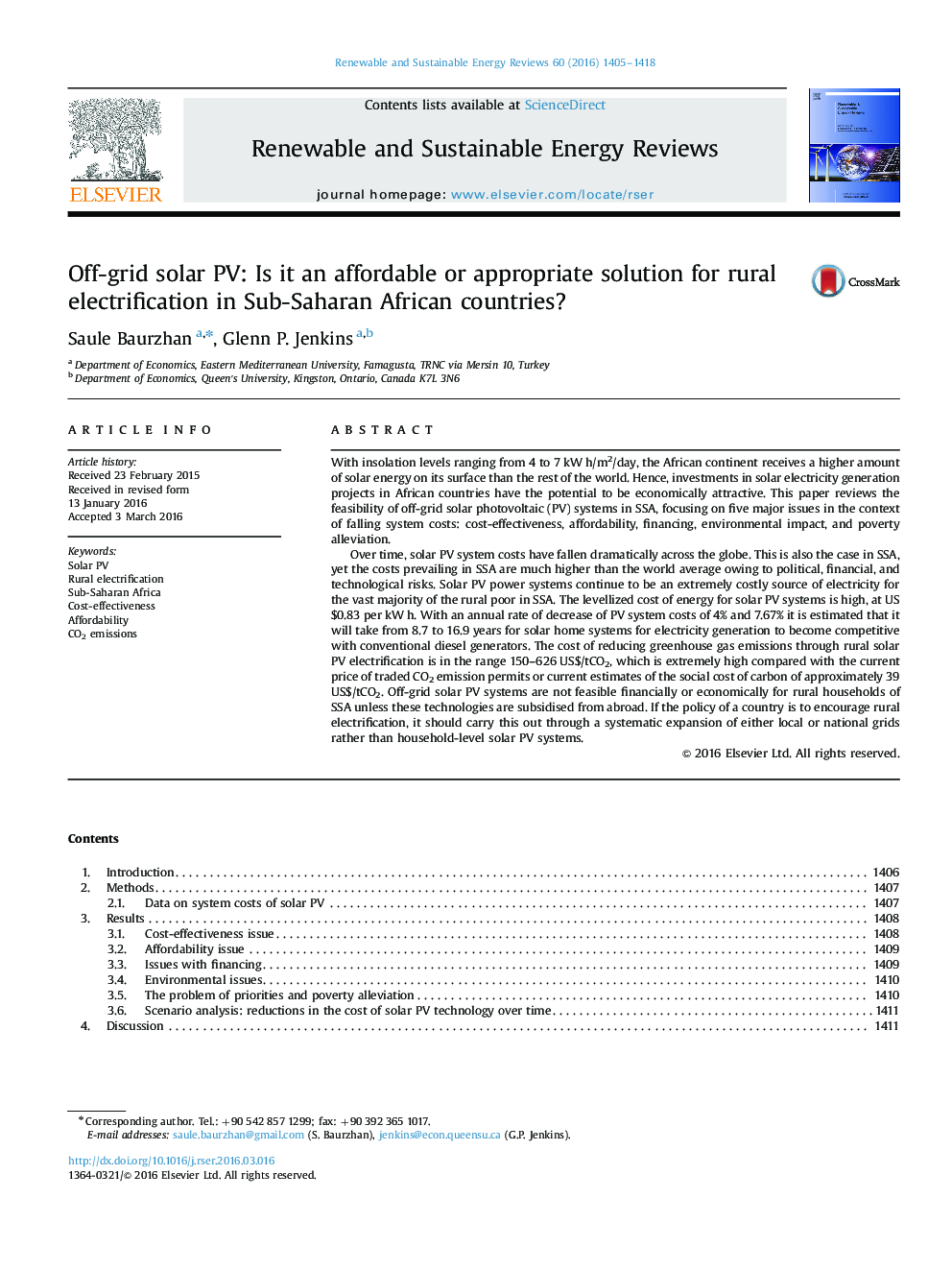 Off-grid solar PV: Is it an affordable or appropriate solution for rural electrification in Sub-Saharan African countries?