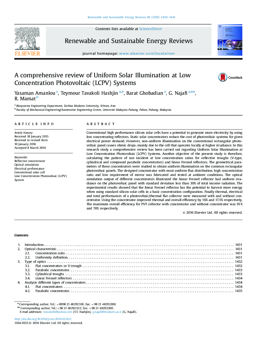 A comprehensive review of Uniform Solar Illumination at Low Concentration Photovoltaic (LCPV) Systems