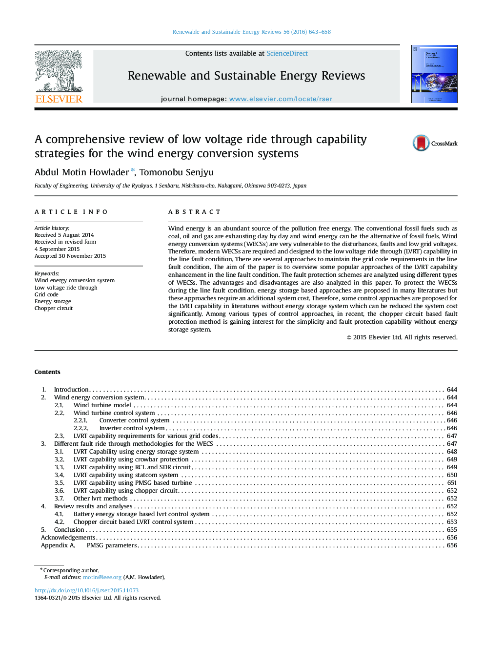 A comprehensive review of low voltage ride through capability strategies for the wind energy conversion systems