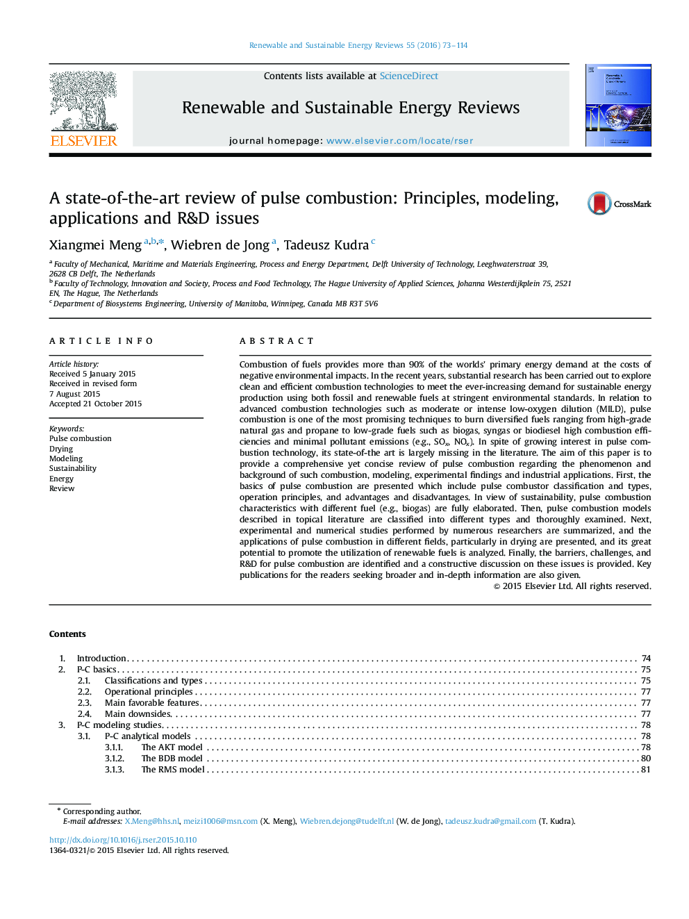 A state-of-the-art review of pulse combustion: Principles, modeling, applications and R&D issues