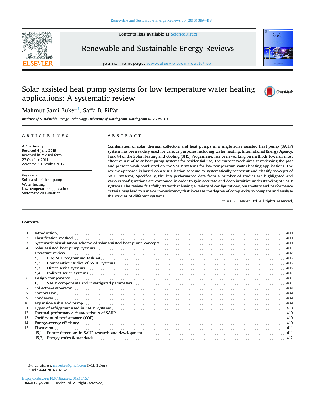 Solar assisted heat pump systems for low temperature water heating applications: A systematic review