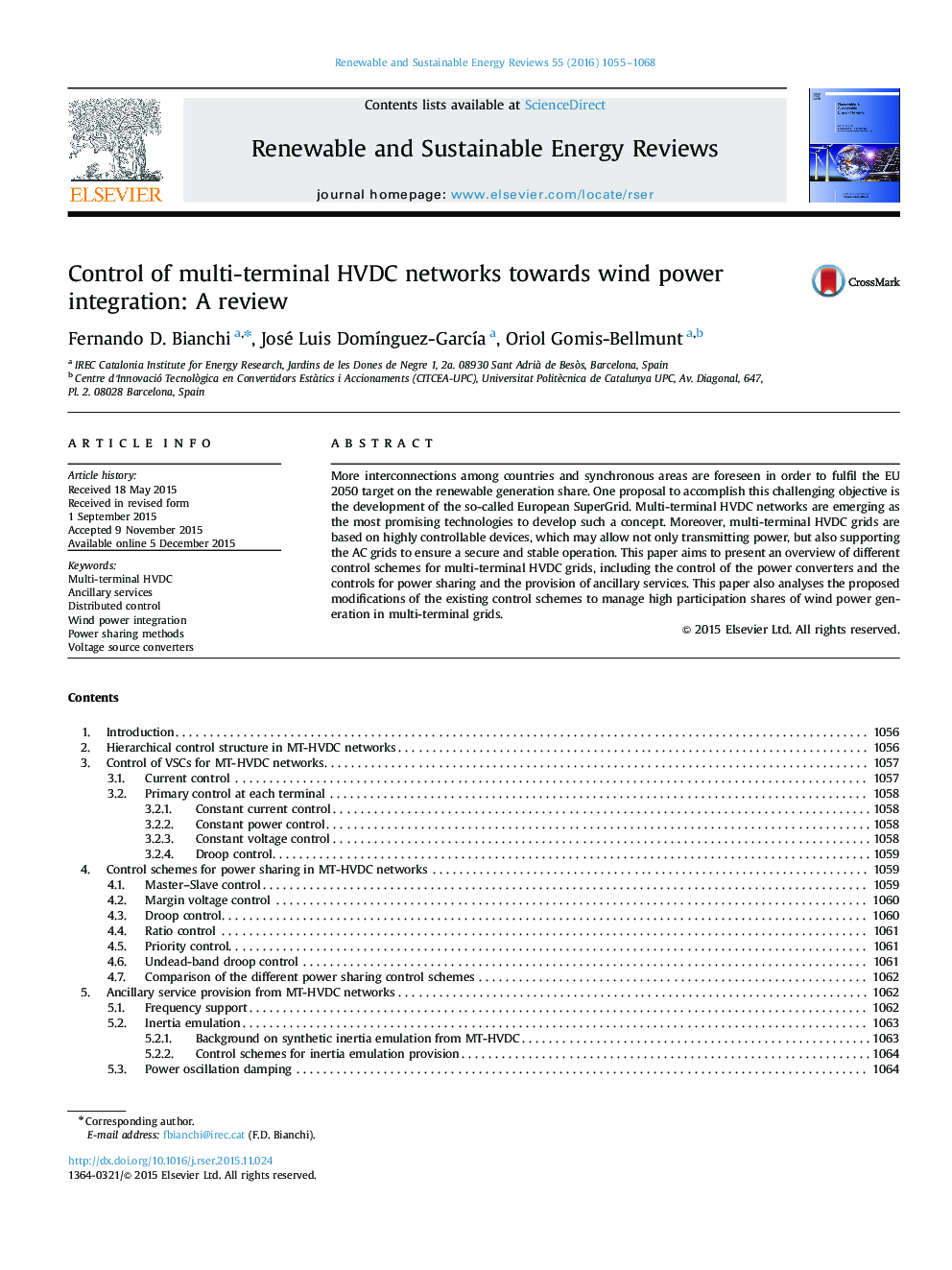 Control of multi-terminal HVDC networks towards wind power integration: A review