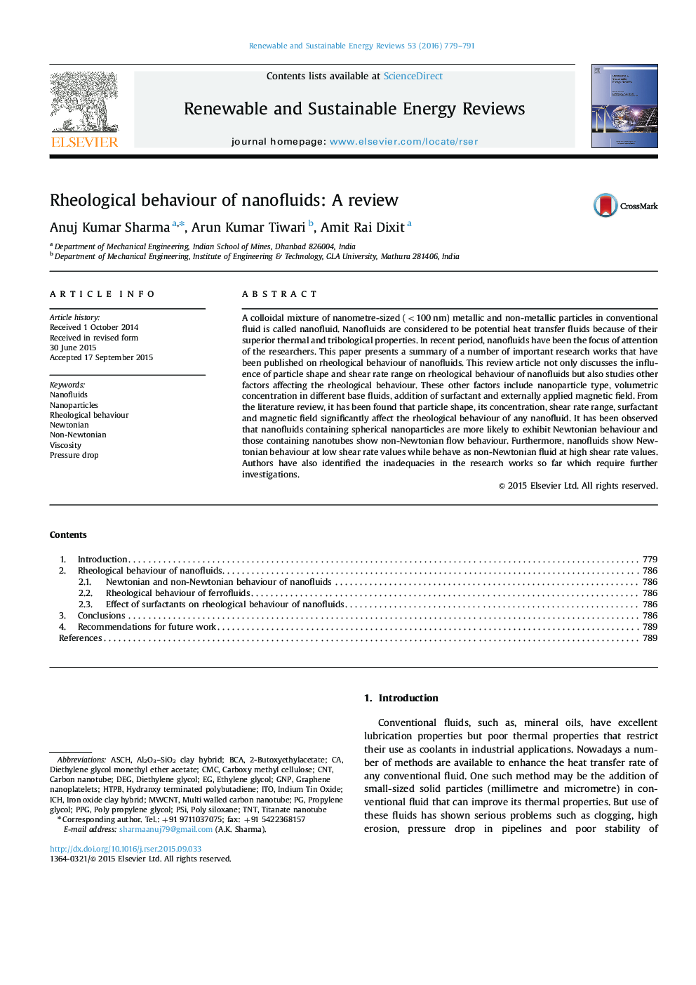 Rheological behaviour of nanofluids: A review