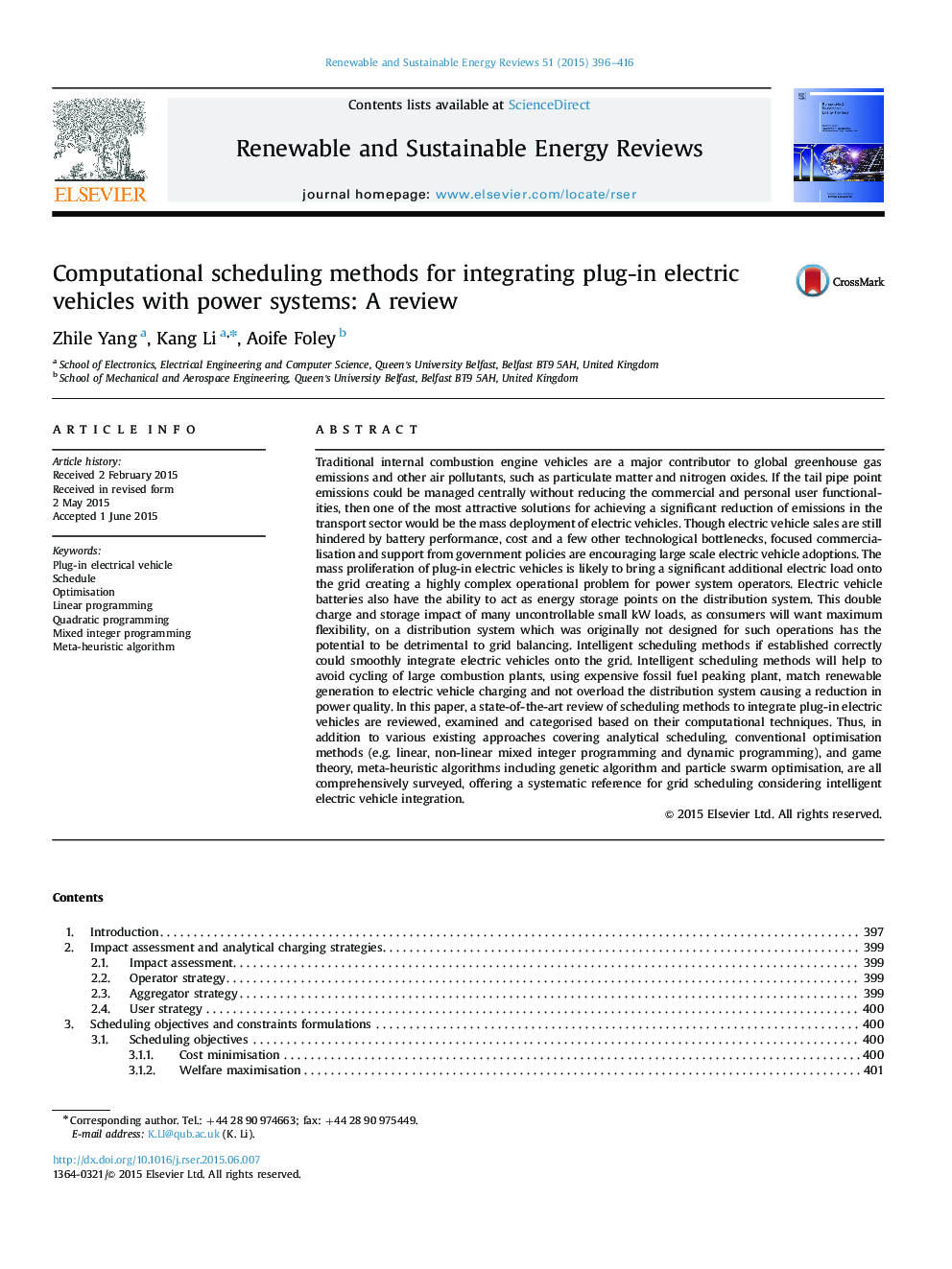 Computational scheduling methods for integrating plug-in electric vehicles with power systems: A review