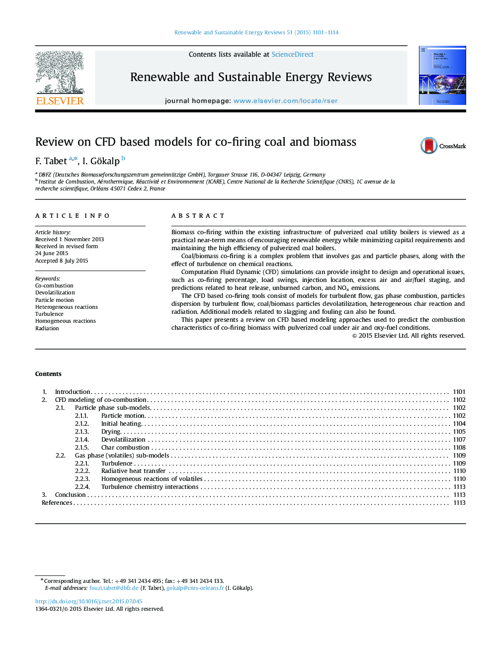 Review on CFD based models for co-firing coal and biomass