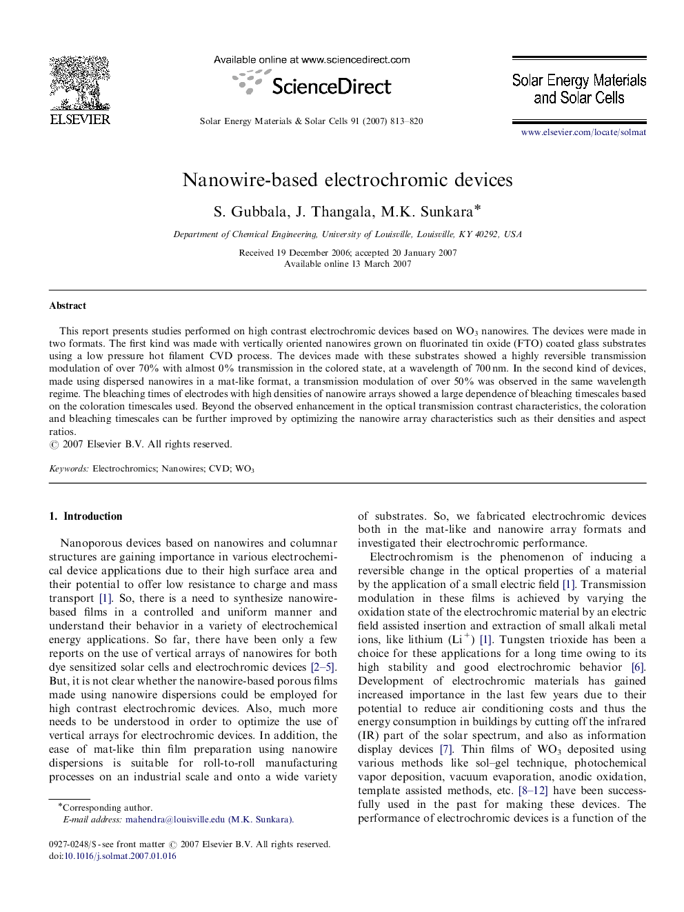 Nanowire-based electrochromic devices